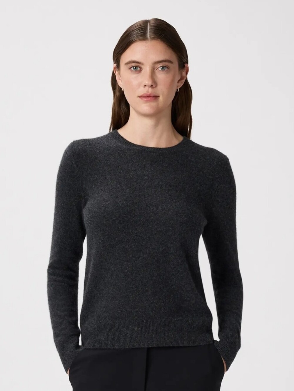 QUINCE Mongolian Cashmere Crewneck Sweater Heather Charcoal Grey Size Small